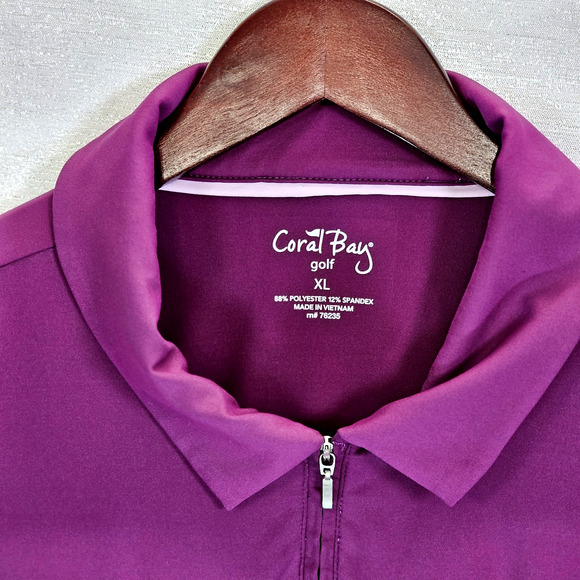 Coral Bay Golf Women's Sleeveless Top Tank 1/4 Zip Size XL Mesh Detail Purple - Picture 2 of 7